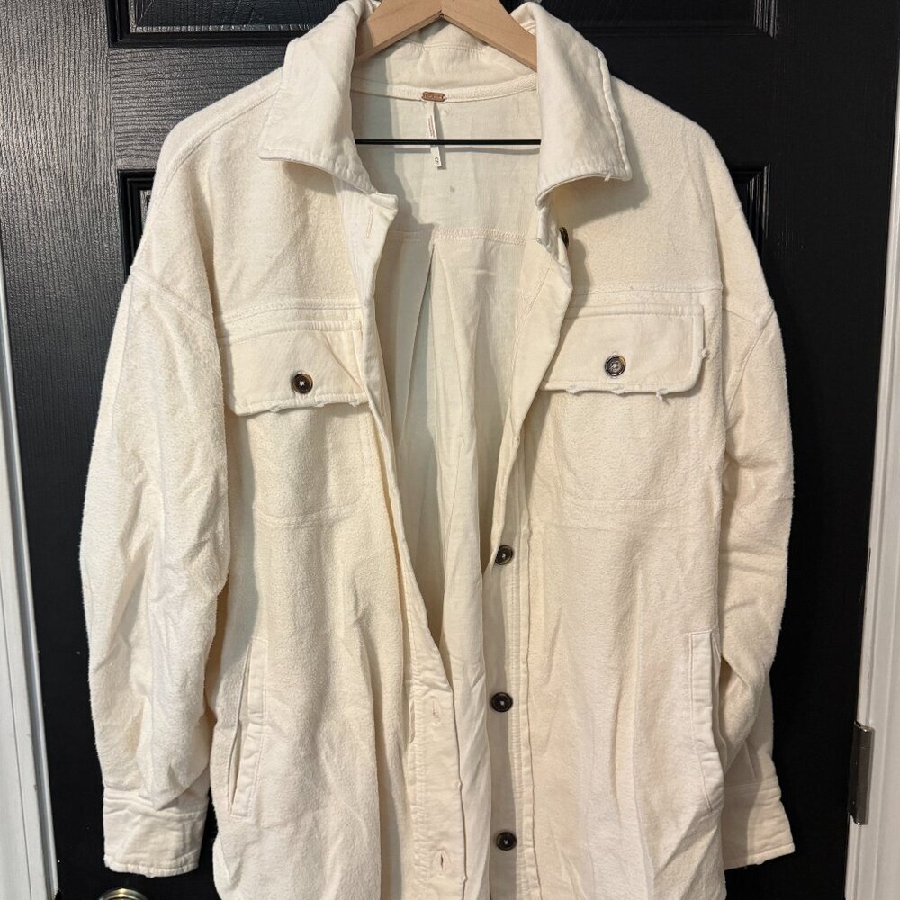 Womens Aerie Flannel Button Down Cream Color Extra Small